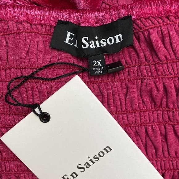 En Saison Danbury Crushed Velvet Smocked Top Size 2X NEW - Picture 9 of 9